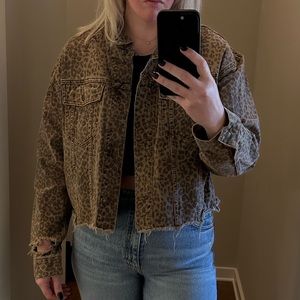 Free People Leopard Jean Jacket